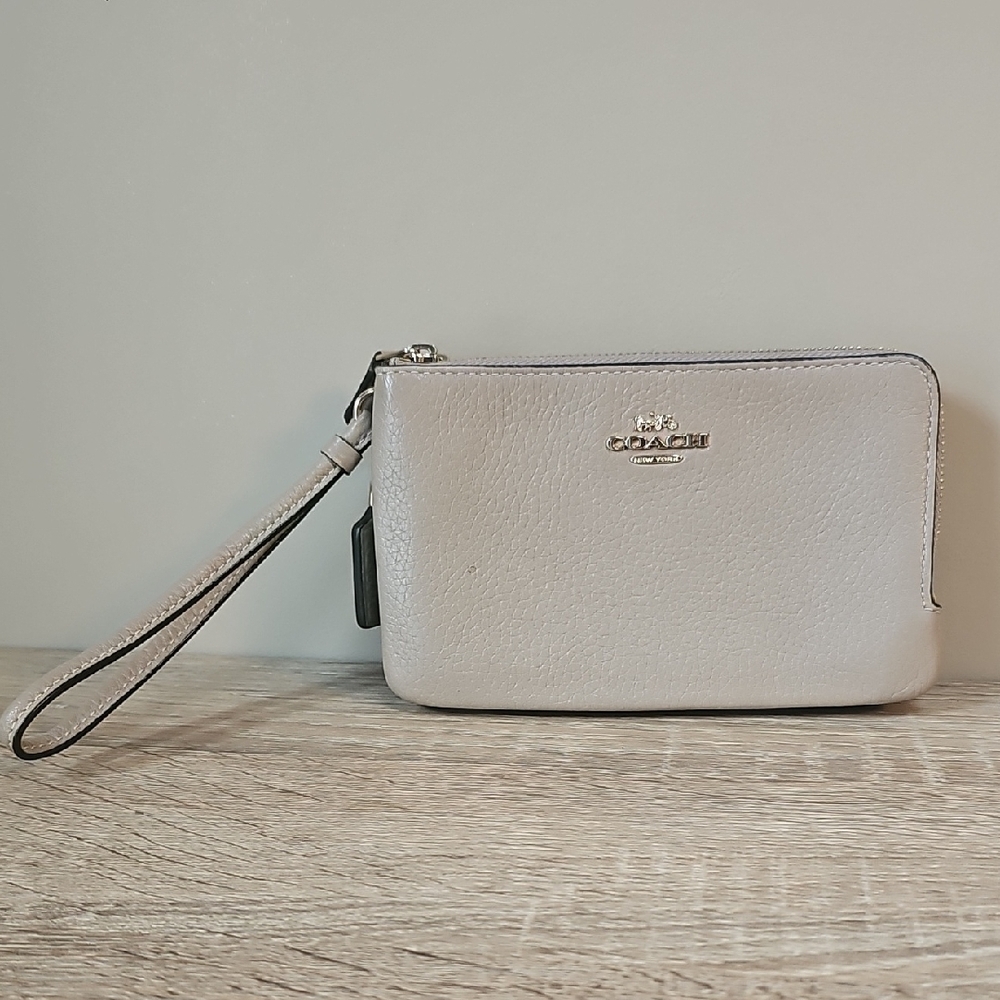 Coach Tan Pebbled Leather Wristlet